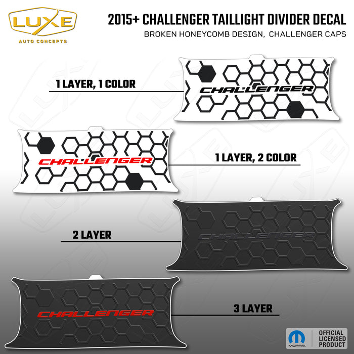 2015+ Challenger Taillight Center Divider Decal - Broken Honeycomb Design, Challenger Caps