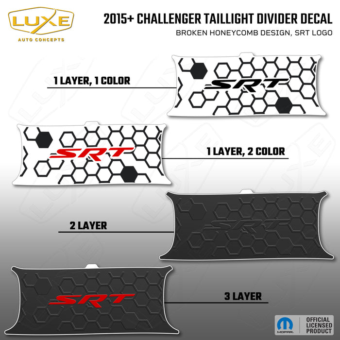 2015+ Challenger Taillight Center Divider Decal - Broken Honeycomb Design, SRT Logo