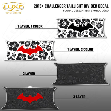 2015+ Challenger Taillight Center Divider Decal - Floral Design, Bat Symbol Kit