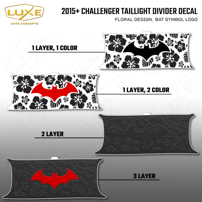 2015+ Challenger Taillight Center Divider Decal - Floral Design, Bat Symbol