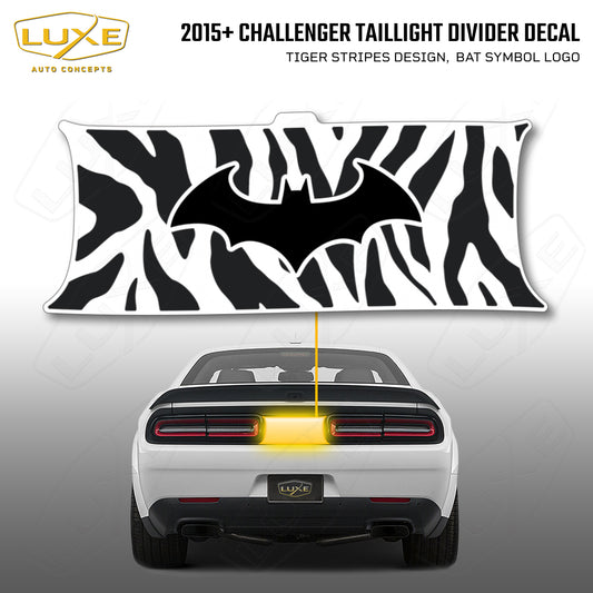 2015+ Challenger Taillight Center Divider Decal - Tiger Stripes Design, Bat Symbol