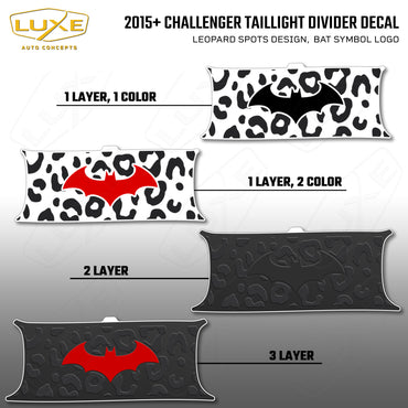 2015+ Challenger Taillight Center Divider Decal - Leopard Spots Design, Bat Symbol Kit