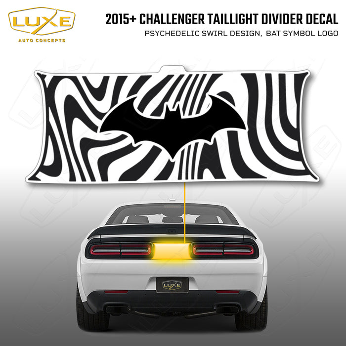 2015+ Challenger Taillight Center Divider Decal - Psychedelic Swirl Design, Bat Symbol