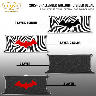 2015+ Challenger Taillight Center Divider Decal - Psychedelic Swirl Design, Bat Symbol Kit