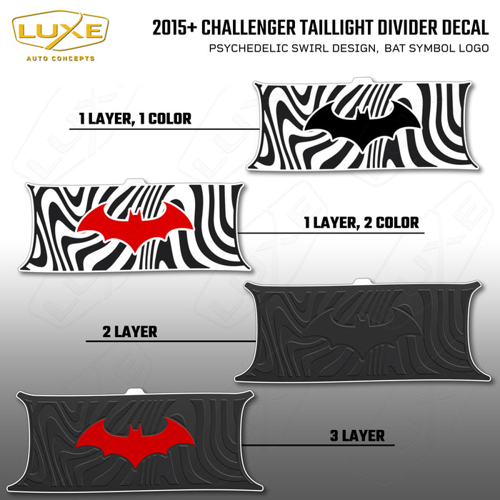 2015+ Challenger Taillight Center Divider Decal - Psychedelic Swirl Design, Bat Symbol