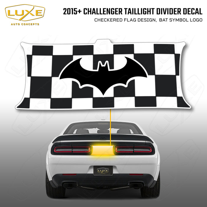 2015+ Challenger Taillight Center Divider Decal - Checkered Flag Design, Bat Symbol
