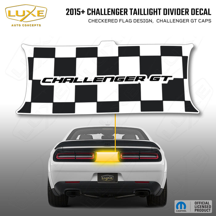 2015+ Challenger Taillight Center Divider Decal - Checkered Flag Design, Challenger GT Caps