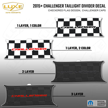 2015+ Challenger Taillight Center Divider Decal - Checkered Flag Design, Challenger Caps