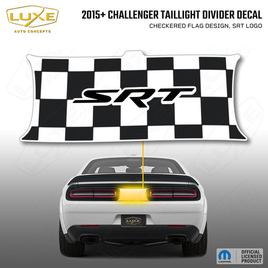 2015+ Challenger Taillight Center Divider Decal - Checkered Flag Design, SRT Logo Kit