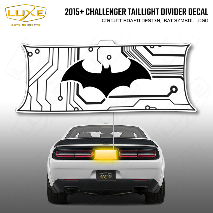 2015+ Challenger Taillight Center Divider Decal - Circuit Board Design, Bat Symbol