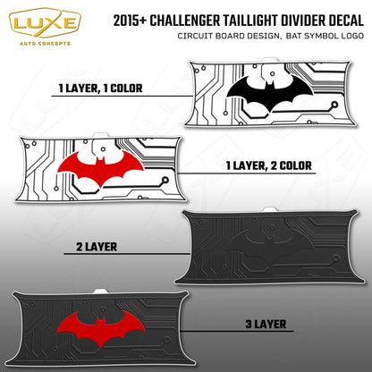 2015+ Challenger Taillight Center Divider Decal - Circuit Board Design, Bat Symbol Kit