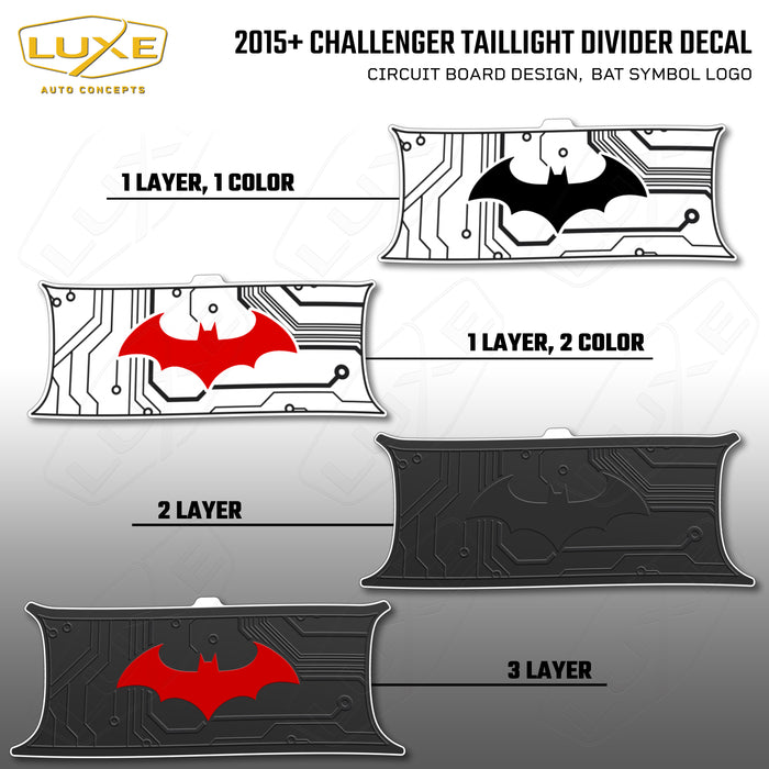 2015+ Challenger Taillight Center Divider Decal - Circuit Board Design, Bat Symbol
