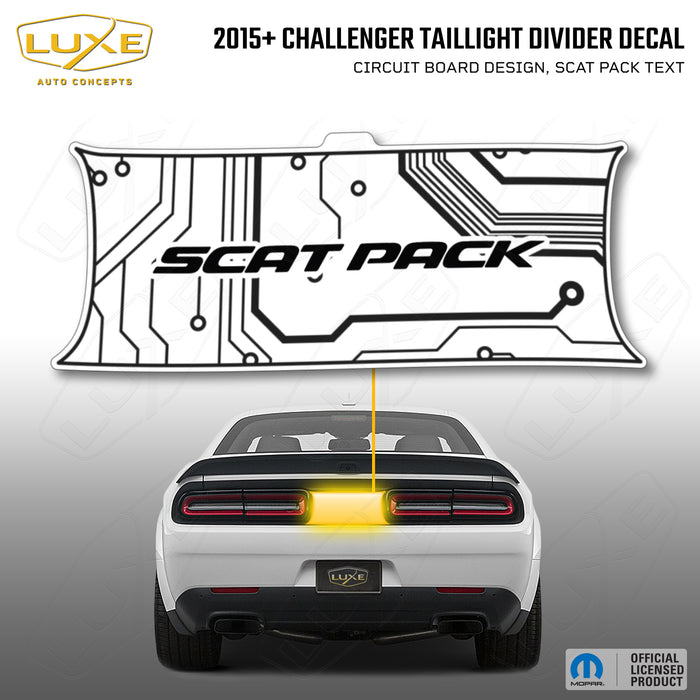 2015+ Challenger Taillight Center Divider Decal - Circuit Board Design, Scat Pack Text