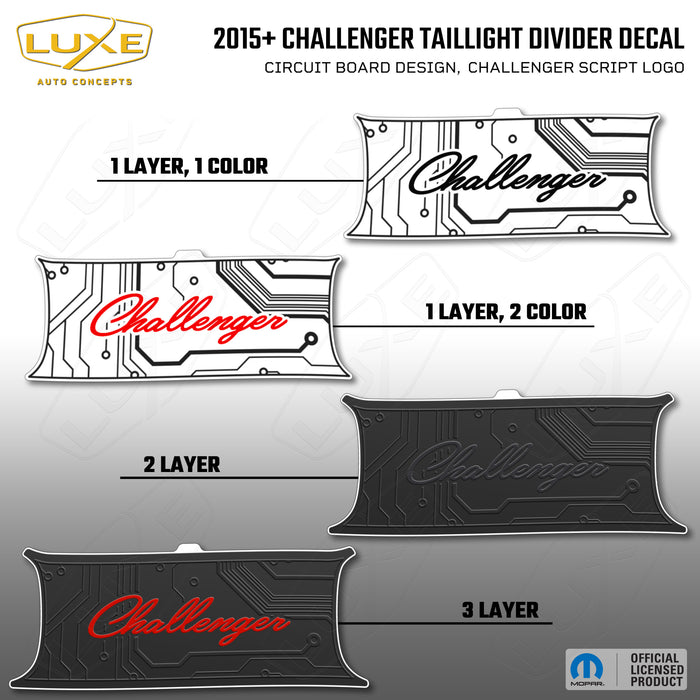 2015+ Challenger Taillight Center Divider Decal - Circuit Board Design, Challenger Script Logo