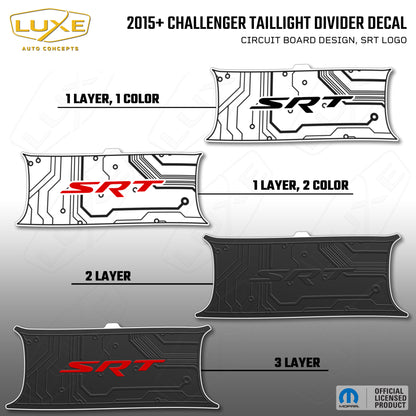 2015+ Challenger Taillight Center Divider Decal - Circuit Board Design, SRT Logo Kit