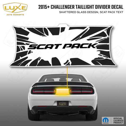 2015+ Challenger Taillight Center Divider Decal - Shattered Glass Design, Scat Pack Text