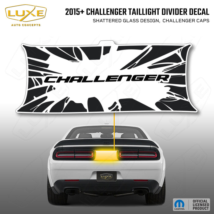 2015+ Challenger Taillight Center Divider Decal - Shattered Glass Design, Challenger Caps