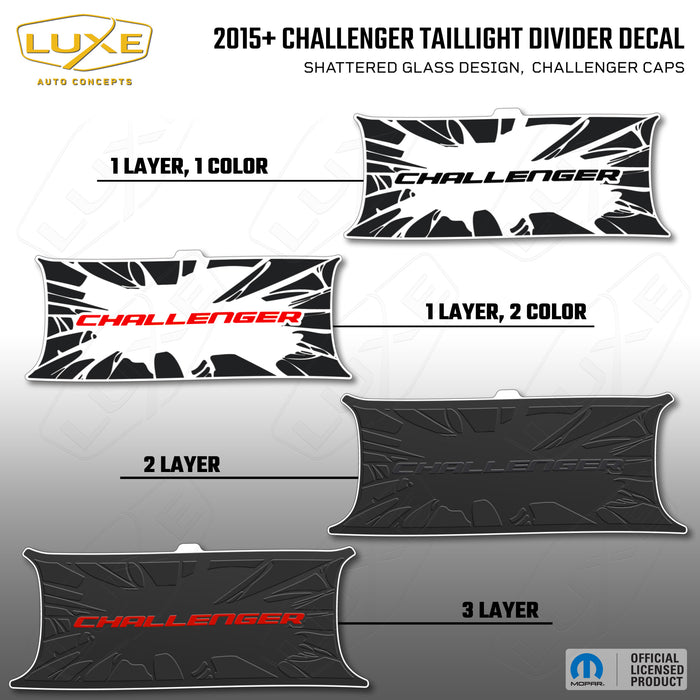 2015+ Challenger Taillight Center Divider Decal - Shattered Glass Design, Challenger Caps