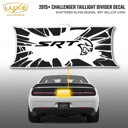 2015+ Challenger Taillight Center Divider Decal - Shattered Glass Design, SRT Hellcat Logo