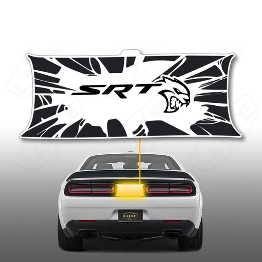 2015+ Challenger Taillight Center Divider Decal - Shattered Glass Design, SRT Hellcat Logo Kit