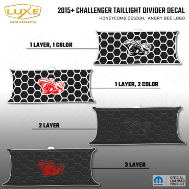 2015+ Challenger Taillight Center Divider Decal - Honeycomb Design, Angry Bee Logo Kit