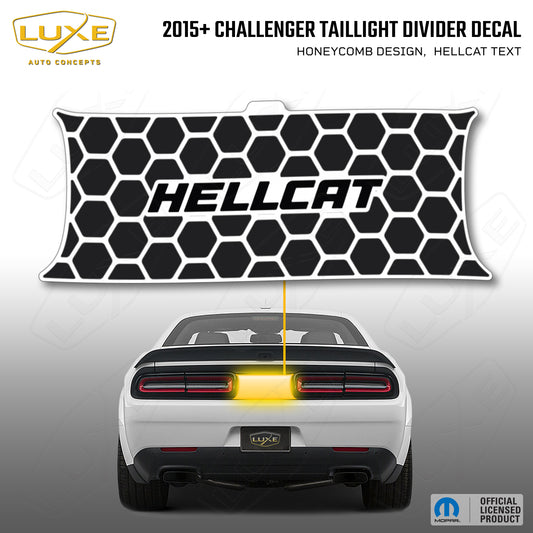 2015+ Challenger Taillight Center Divider Decal - Honeycomb Design, Hellcat Text Kit