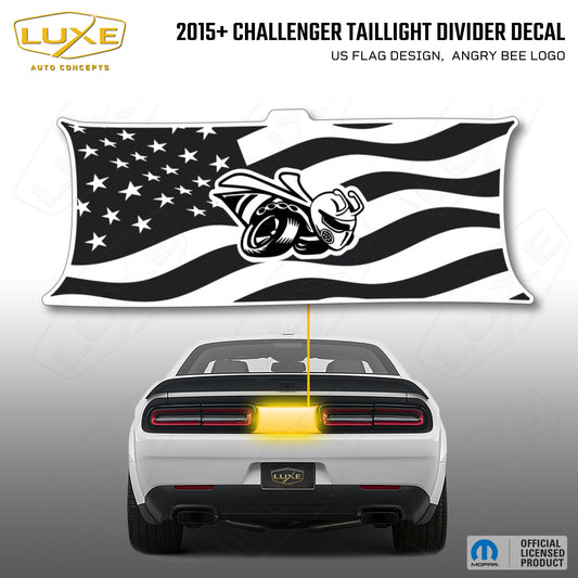 2015+ Challenger Taillight Center Divider Decal - US Flag Design, Angry Bee Logo Kit