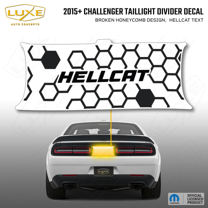 2015+ Challenger Taillight Center Divider Decal - Broken Honeycomb Design, Hellcat Text