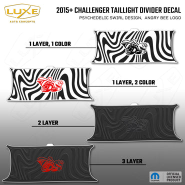 2015+ Challenger Taillight Center Divider Decal - Psychedelic Swirl Design, Angry Bee Logo