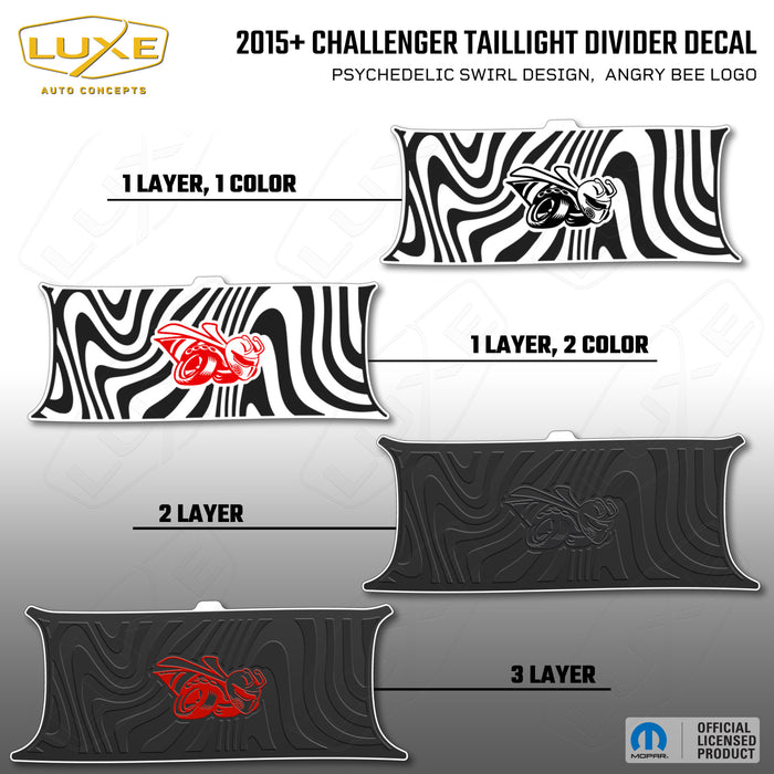 2015+ Challenger Taillight Center Divider Decal - Psychedelic Swirl Design, Angry Bee Logo