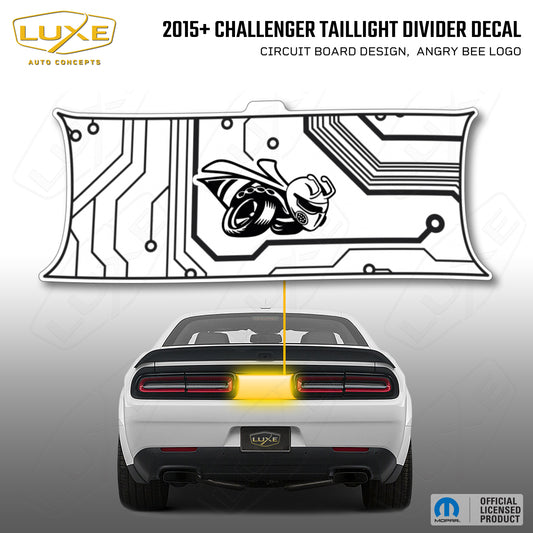 2015+ Challenger Taillight Center Divider Decal - Circuit Board Design, Angry Bee Logo