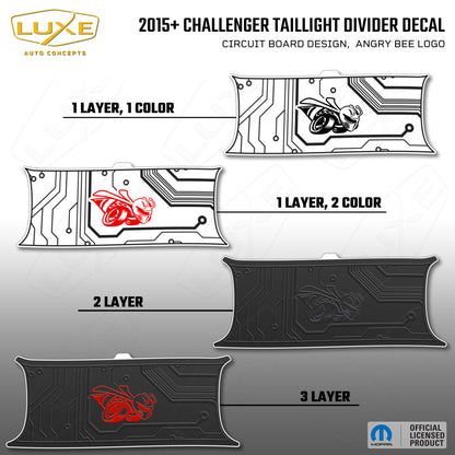 2015+ Challenger Taillight Center Divider Decal - Circuit Board Design, Angry Bee Logo Kit