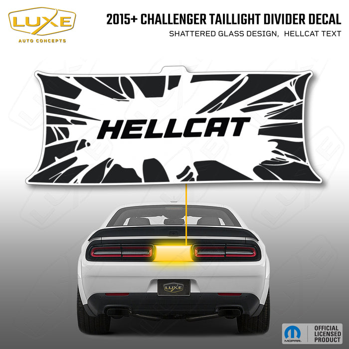 2015+ Challenger Taillight Center Divider Decal - Shattered Glass Design, Hellcat Text