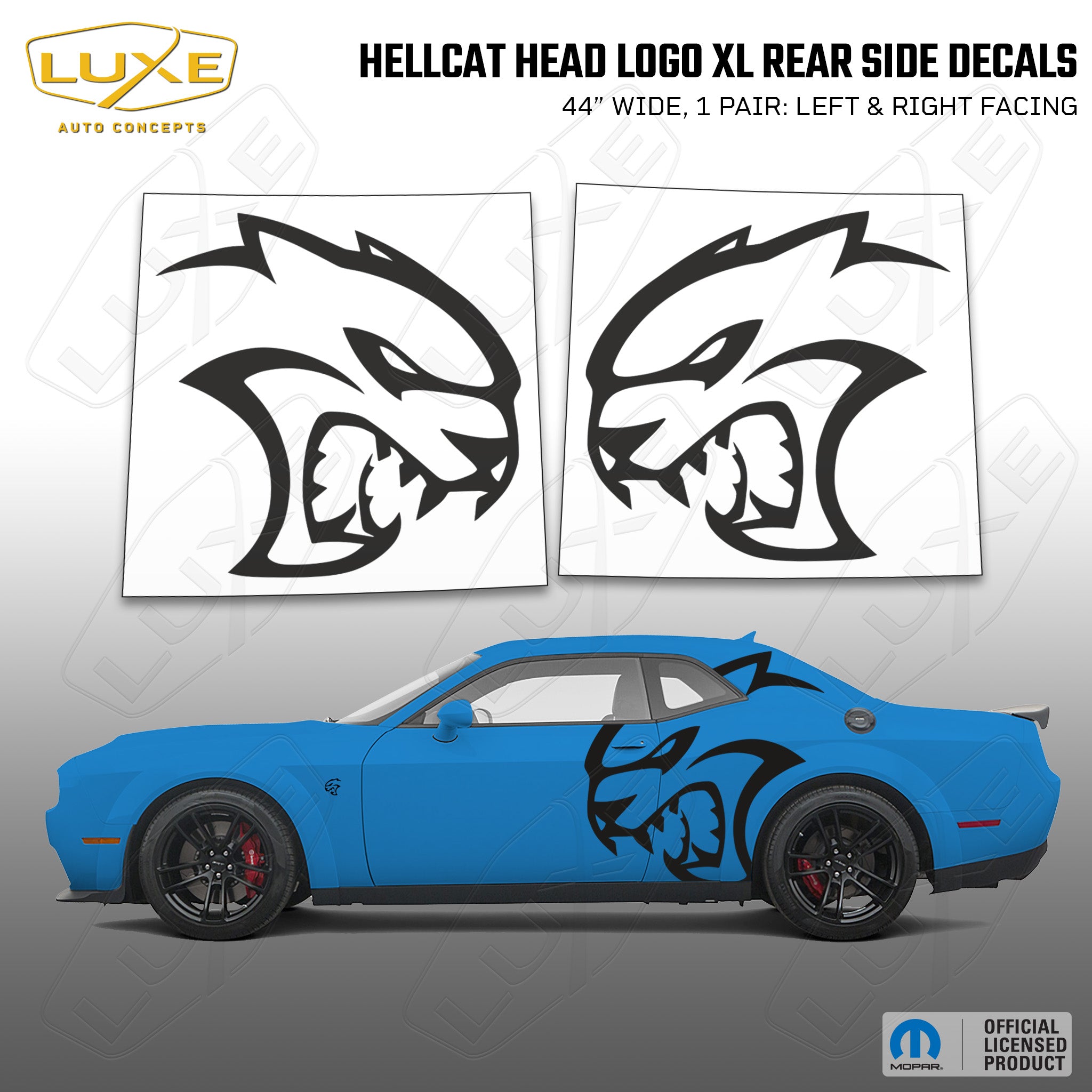 Challenger XL Rear Side Decal Kit - Hellcat Head – Luxe Auto Concepts