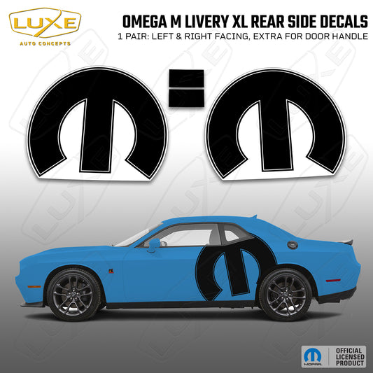 Challenger XL Rear Side Decal Kit - Mopar Omega M Logo