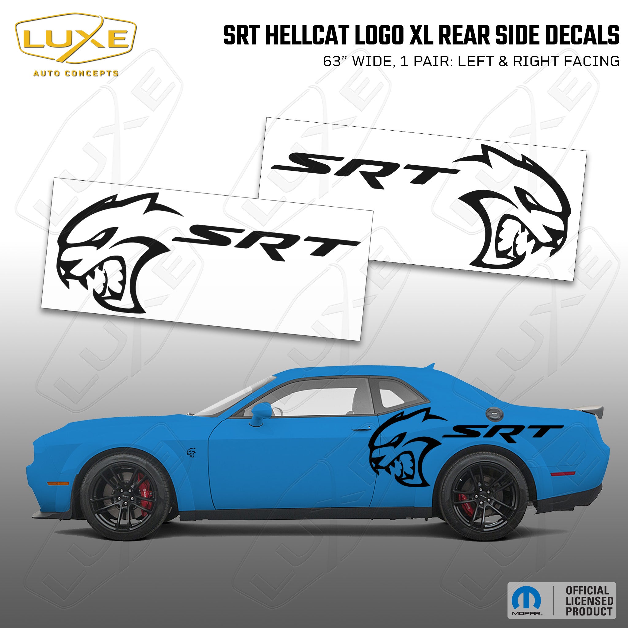 Srt Sticker Challenger XL Rear Side Decal Kit - SRT Hellcat – Luxe Auto Concepts