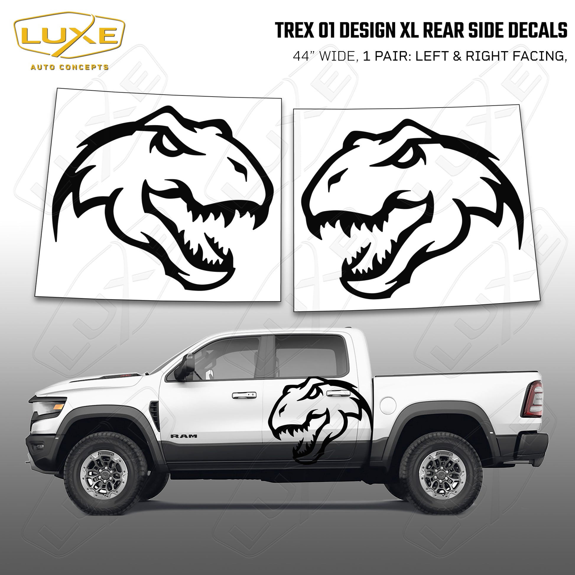 Universal Large Rear Side Decal - T-Rex Design – Luxe Auto Concepts