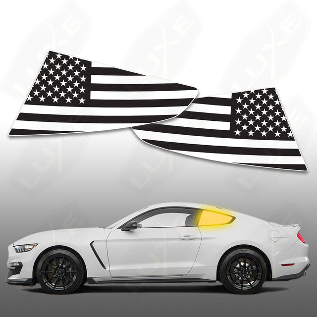 2015+ Mustang Rear Side Window Decal - Plain Flag