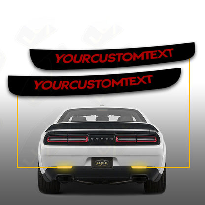 Challenger Rear Reflector Overlays - Black Out Vinyl - Custom Text