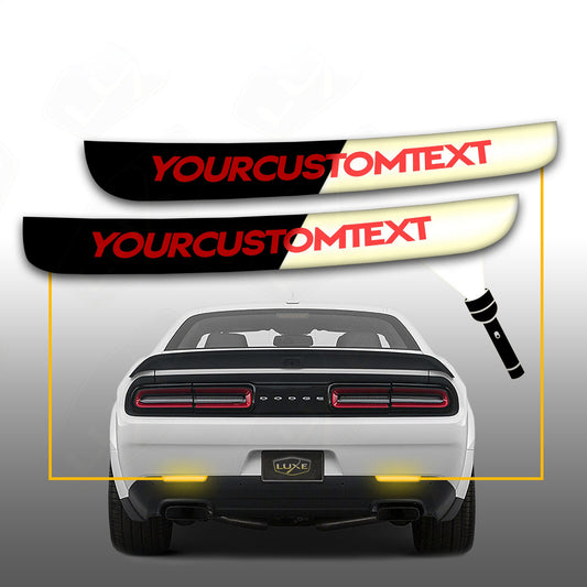 Challenger Rear Reflector Overlays - Reflective Vinyl - Custom Text