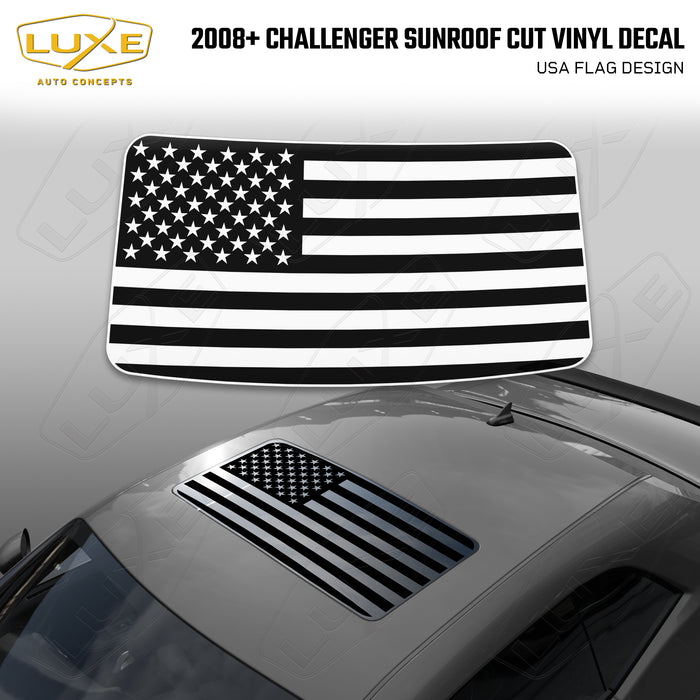 2008+ Challenger Sunroof Cut Vinyl Decal - USA Flag Design