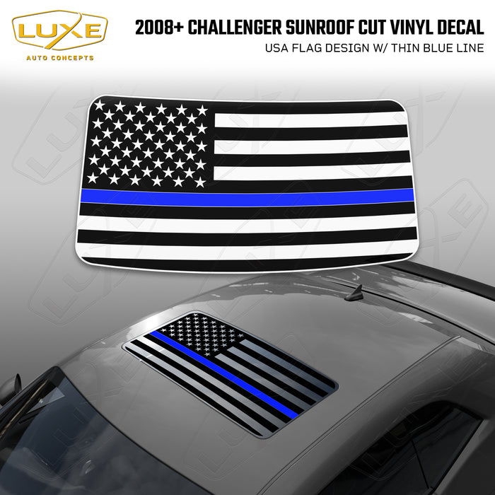 2008+ Challenger Sunroof Cut Vinyl Decal - USA Flag Design