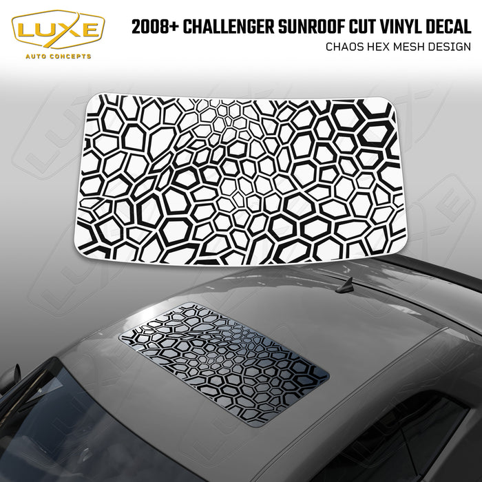 2008+ Challenger Sunroof Cut Vinyl Decal - Chaos Hex Mesh Design