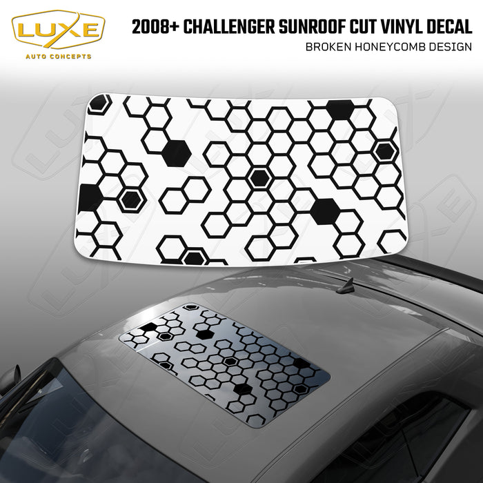 2008+ Challenger Sunroof Cut Vinyl Decal - Broken Honeycomb Design