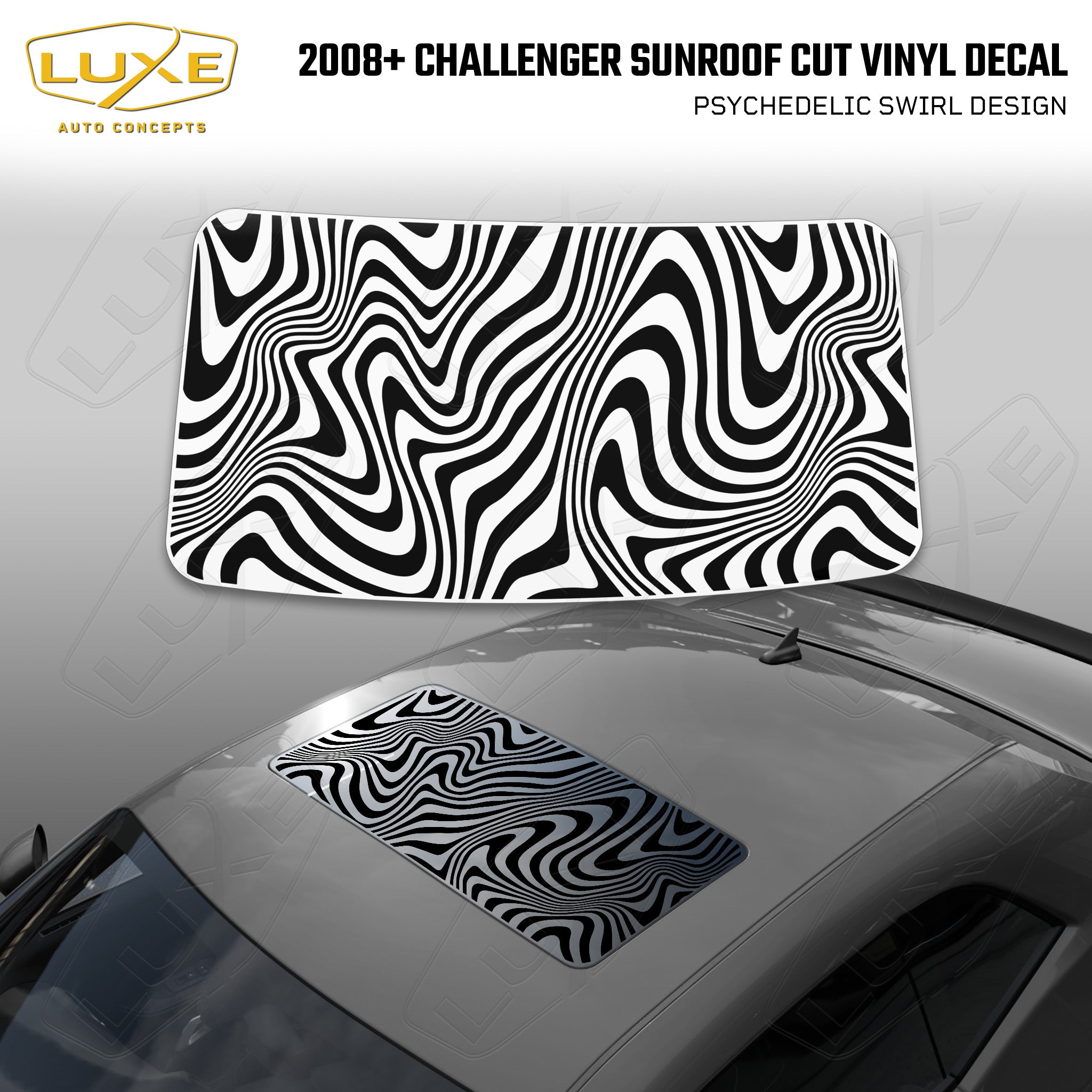 2008+ Challenger Sunroof Cut Vinyl Decal - Psychedelic Swirl