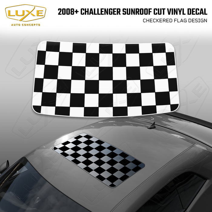 2008+ Challenger Sunroof Cut Vinyl Decal - Checkered Flag Design
