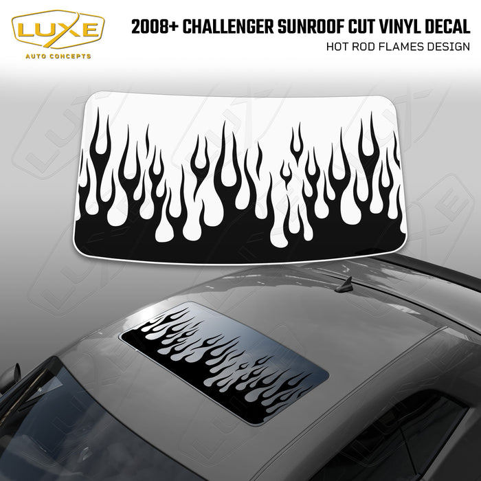 2008+ Challenger Sunroof Cut Vinyl Decal - Hot Rod Flames Design