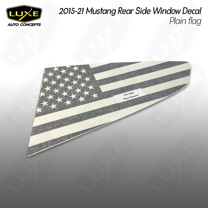 2015+ Mustang Rear Side Window Decal - Plain Flag