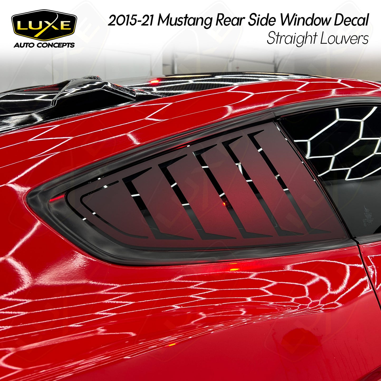 2015+ Mustang Rear Window Decal - Straight Louvers