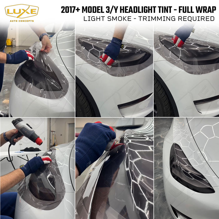 2017+ Model 3, Model Y Headlight Tint - Full Wrap